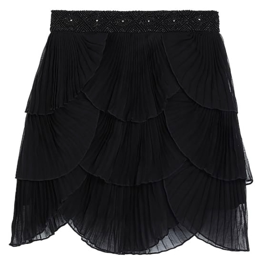 NWOT Black Mini Skirt with Beaded Waist